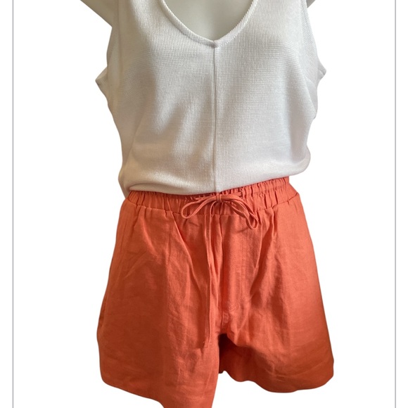 A New Day coral l shorts  large NWT  linen Rayon comfy elastic waist summer - Picture 1 of 7